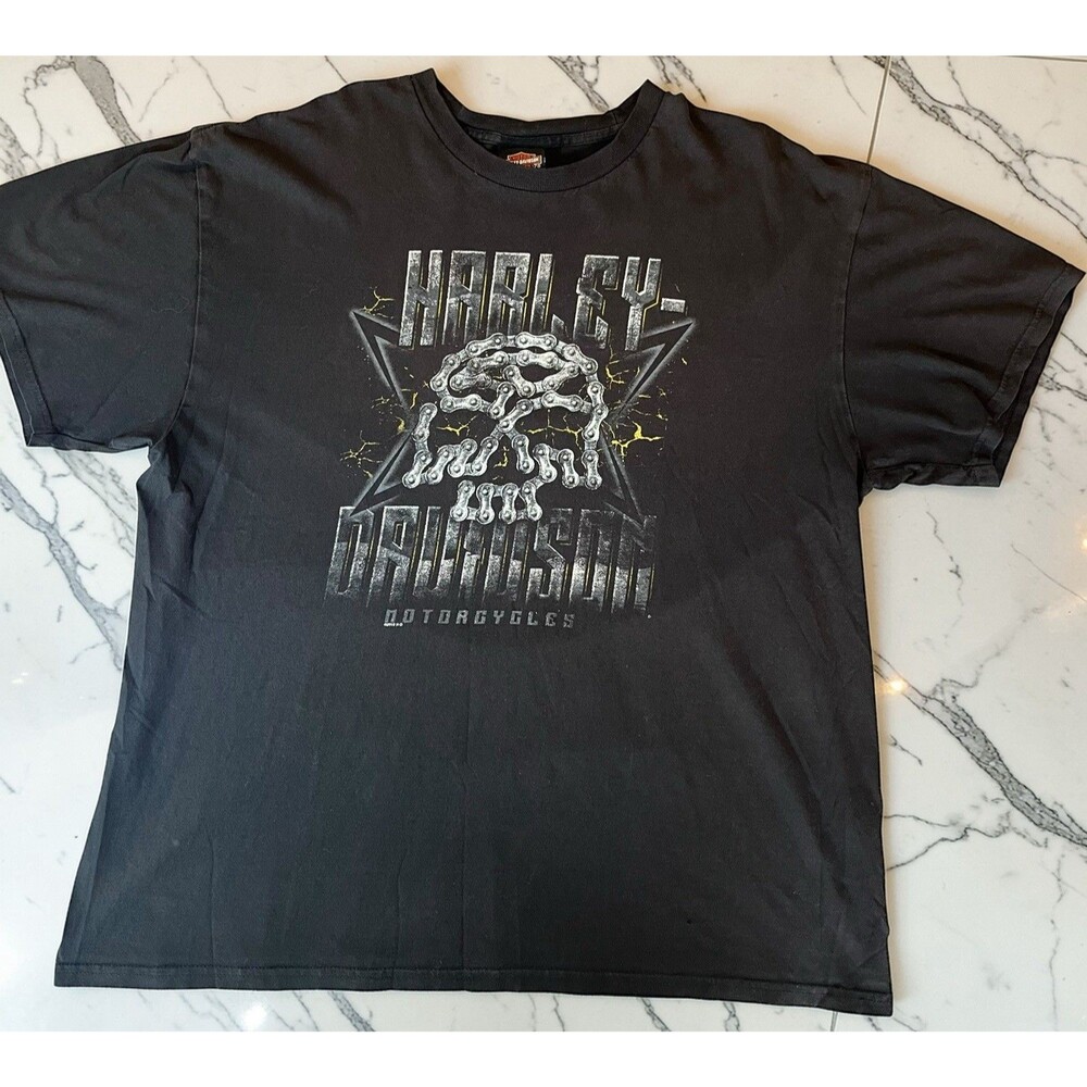 Harley Davidson Gettysburg PA T Shirt XL Black Skull Chain Graphic